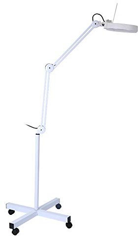 lyrlody LED Vergrößerungslampe 5X Zoom Kaltlichtlampe für Kosmetik Hautpflege Make-up und Feinarbeit mit verstellbarem Arm und dimmbarer Helligkeit