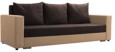 Schlafsofa Easton mit Bettkasten, Polstersofa für Wohnzimmer, Bettsofa, Couch mit Bettfunktion, Sofa mit Schlaffunktion, Dauerschläfer-Sofa, Couchgarnitur (Mikrofaza 0048 + Mikrofaza 0041)