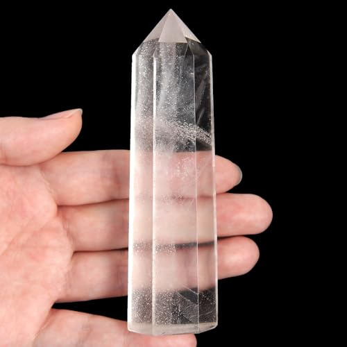 Orientrea Varitas de Cristal de Roca, 1 varitas de Cuarzo Claro de 10 cm a 11 cm, Torre de Cuarzo Claro, Cristal curativo de Cuarzo Claro y Piedras, Embalaje de Caja de Regalo