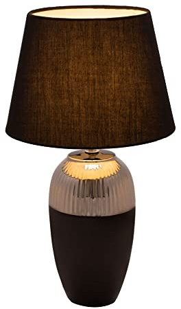 Pauleen 48226 Midnight Beauty Tischleuchte max. 20 Watt handgefertigt Schwarz, Silber Nachttischlampe im Glamour Look aus Stoff, Keramik E27