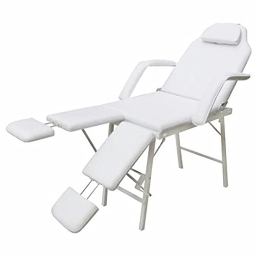 Montloxs Kosmetikstuhl, Tragbar Behandlungsliege, Massageliege, Kosmetikliege, Massagebank, Kunstleder 185×78×76 cm Weiß