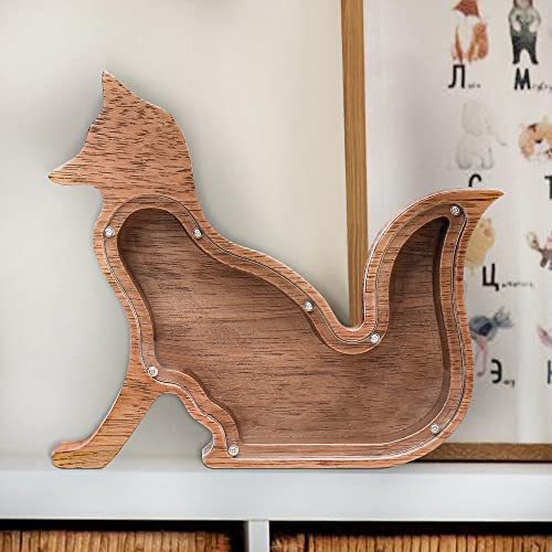 Kenon Tirelire en Bois personnalisée pour Enfants, Motif Animal de Cochon - Décoration Maison, Salon, Chambre à Coucher, Cadeau garçon ou Fille Noël, Anniversaire, Nouvel an (Ours) (Renard)