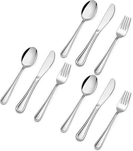 HaWare Barnbestick, 9-delat rostfritt stål polerat barnbestickset, småbarn sked gaffel knivset, gåva till dop eller födelsedag, giftfri och hälsosam, diskmaskinssäker