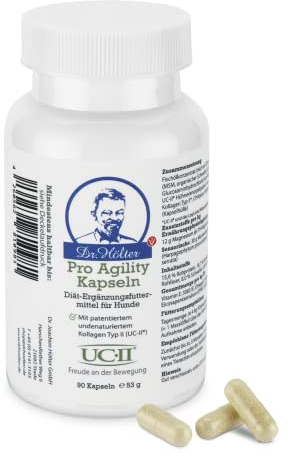 Pro Agility Gelenkunterstützung von Dr. Hölter für die Gelenke von Hunden mit UC-II Kollagen für Hunde beim Thema HD für die Hundemobilität (90 Kapseln Pro Agility)