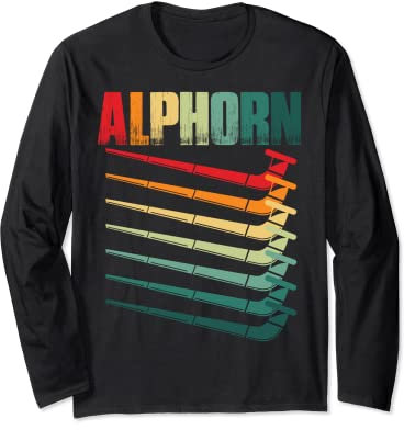 Alphorn Retro Musikinstrument in Schweiz Alpen Souvenir Langarmshirt