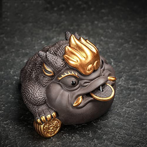 Mgiahekc Tea Pet Gold Toad, Can Raise Tea Pet, Kung Fu Tea Set Tea Play for Home Car Tearoom Office Decoration for Tea Lovers Gift,Gold