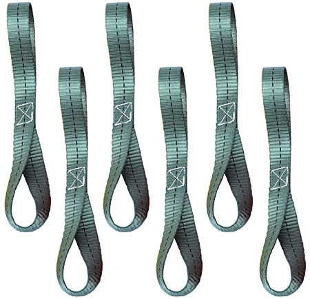 Lot de 6 sangles d'arrimage à boucle souple, 25 x 400 mm, sangles de tension en nylon très résistantes pour VTT, UTV, moto – Vert kaki