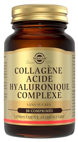 Solgar Collagène Acide Hyaluronique Complexe - Beauté de la peau - Rides et ridules - Avec Vitamine C et Chondroïtine - Complément Alimentaire - Flacon de 30 comprimés