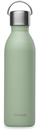Qwetch - Bouteille Isotherme Active Vert Tilleul 600ml - Gourde avec Anse Inox Recyclé - 24h Froid et 12h Chaud - Etanche & Compacte