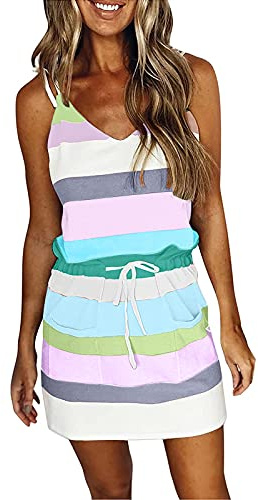 AMhomely Drawstring Waist Dress midi Dresses for Women UK Floral Dresses Sleeveless Cold Shoulder Casual Drawstring High Waist Midi Dress 04 Pink L