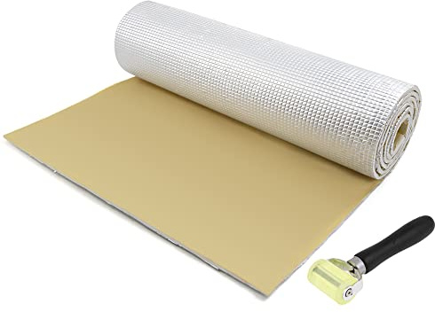 QUARKZMAN 1.52㎡ 6mm Tapis Isolation Phonique Aluminium Voiture Capot Moteur Insonorisant 152cmx100cmx6mm avec Outils d'installation