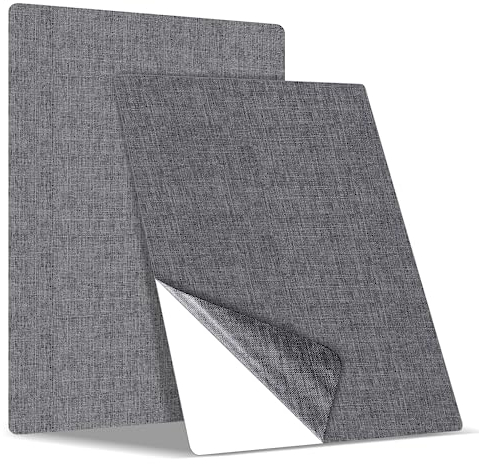 Stoffa Adesiva, Toppa Adesiva per Tessuti, 2 Pezzi 20 x 28 cm Patches di Riparazione del Tessuto di Lino per Divani, Sedili auto, Sedia da ufficio, Testiere, Tenda, Grigio