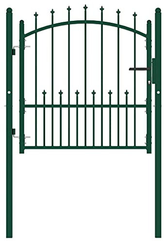 Homgoday Zauntor mit Spikes Stahl 100x100cm Grün Gartentor Auffahrt Zaun Outdoor Garten Hof Terrasse Eingang Weg Tür Sicherheitsbarriere