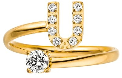 Purelei Buchstaben Ring – Damenring aus langlebigem Edelstahl – Wasserfeste Ringe – Verstellbare Ringe von Größe 50 bis 60 – Modeschmuck für deinen individuellen Look