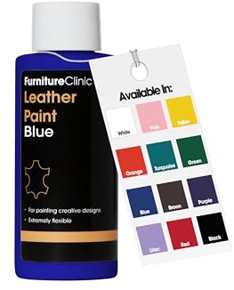 Furniture Clinic Peinture pour cuir - Pour tous les cuirs : chaussures, sacs à main, vêtements, etc. Flexible et durable (bleu, 125 ml)