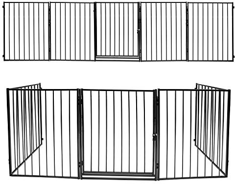 Joparri Rejilla protectora de metal para chimenea, 304 cm, 5 elementos, incluye puerta de seguridad, plegable, parque para protección de animales, protección para niños