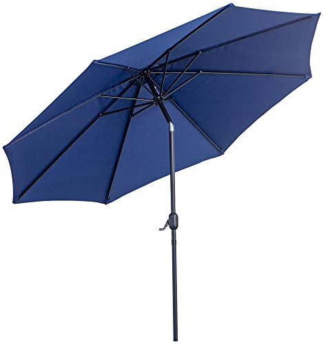 Outsunny Sombrilla de Jardín Ø300x250 cm Manivela para Terraza Azul
