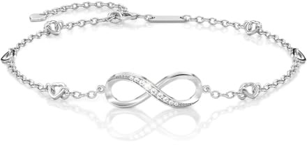 STEIGEL® Armband, 925 Sterling Silber, Schmuck für Frauen, Mädchen, Zirkonia, Infinity, Unendlichkeitszeichen Symbol, Unendliche Liebe mit Herz, Geschenk Weihnachten, Valentinstag, Geburtstag