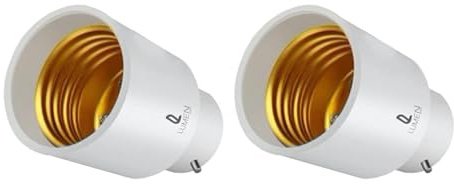 LumenEco B22 to E27 Socket Converter, Socket Adapter, Bayonet to Screw Edison, BC to ES Lamp Base Adapter for LED Bulbs and Incandescent Bulbs and CFL Bulbs - 2 Packs