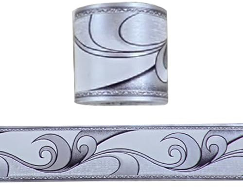 Jodimitty PVC Wallpaper Border Self Adhesive 10 Meter x 5cm Vine Pattern Waterproof Wall Border Peel Stick Wallpaper Borders for Living Room Bedroom Bathroom Kitchen (White Grey)