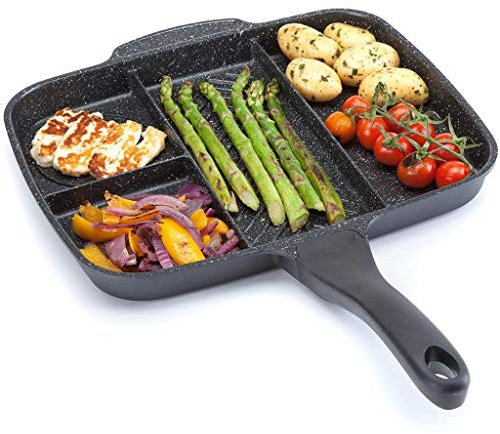 Cooking Pot, Frying Pan,Non-stick Frying Pan Fry Pan 5 In 1 Divided Grill Pan For Multi-purpose Cooked Breakfast Pot Fry Oven Meal Skillet