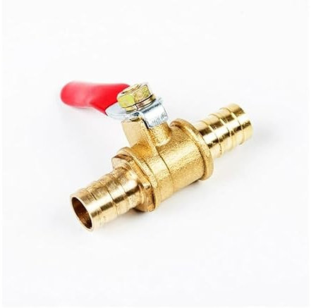 TNGNMGVSJ 6mm 8mm 10mm 12mm Hose Barb Brass Red Handle Switch Valve Water, Oil, Gas, Fuel Lines Close Ball Valve Fittings(8MM)