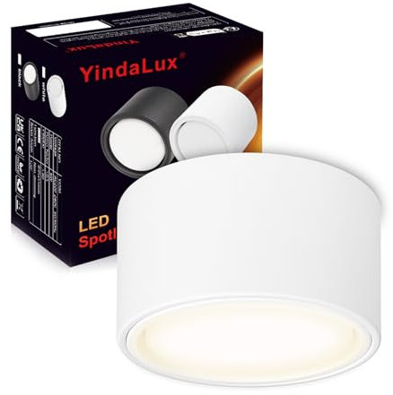 YindaLux 1 Pezzi Faretto da soffitto a LED Bianca Ultra sottile 220-240V Ø95x55mm Faretto da superficie con Lampadina GX53 6W Bianco neutro 4000K 660LM Plafone con faretto di ampia superficie luminosa