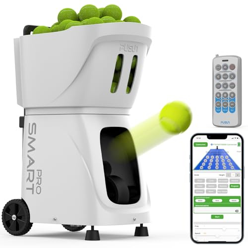 PT-SMARTPro Tennisballmaschine – Professioneller Auto-Ball-Server mit APP-Steuerung, 20 Landepunkten & variabler Geschwindigkeit, intelligenter Tennistrainer mit Multi-Winkel-System (4-6H Laufzeit)