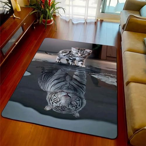 Bettvorleger 3D-Illusionsteppich Kleiner Teppich Tier Katze Löwe Tiger Tier Teppich,Schlafzimmerteppich,Jungenteppiche Für Schlafzimmer,Wohnzimmerteppich 200 X 300 cm - Leicht Zu Reinigen-6898008698