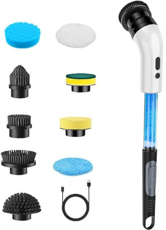 Épurateur de douche électrique, brosse de nettoyage électrique,Autolaveuses électriques sans fil avec tige d'extension - Fournitures de nettoyage haute puissance avec tête de brosse remplaçable pour c