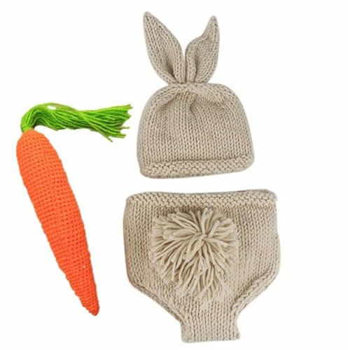 HOMSFOU 1 Jeu vêtements de Photographie de Lapin Nourrisson Soutenir Costume Photo Lapin Nouveau-né Trousse Ensemble Cute Tenues de Photo de Pâques bébé Tenues de séance bébé Fil