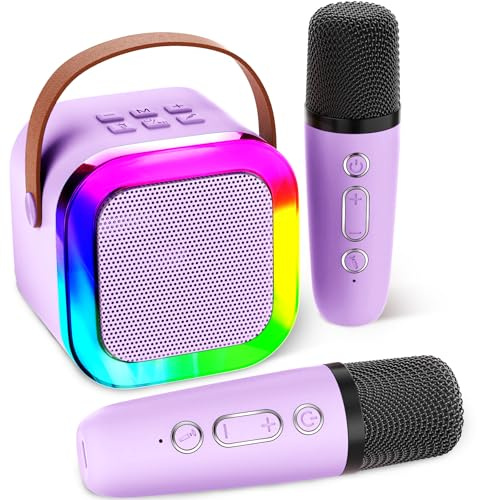 Koolcover Karaoke-Maschine für Kinder Erwachsene, tragbare Kinder Karaoke-Lautsprecher mit drahtlosem Mikrofon, Geschenke für Mädchen im Alter von 4, 5, 6, 7, 8, 9, 10, 12 +Jahre alt Geburtstagsparty
