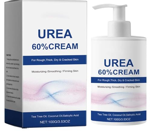 Deep Moisturizing Urea Cream for Cracked Heels and Dry Skin - Callus for Feet, Knees, and Hands - 60% Urea Hand Foot Cream for Intense Hydration and Softening