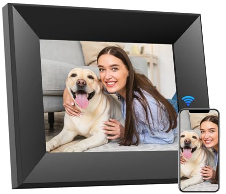 BWJBSW Marco digital de 8 pulgadas con WiFi, Smart Cloud, marcos electrónicos de madera, HD IPS, pantalla táctil de 1280 x 800, 16 GB de memoria, rotación automática, compartir fotos y vídeos con la