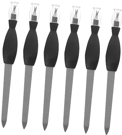 SHERCHPRY 12 Stück Nagelhautentferner aus Edelstahl mit Doppelseitiger Nagelfeile und „v“ Nagelhautgabel Schwarz Nagelpflege Werkzeug für Profi und Zuhause