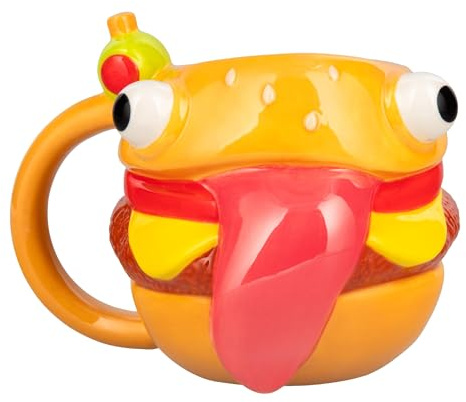 Paladone Fortnite Durrr Burger Shaped Mug 450ml, Officially Licensed Novelty Gaming Ceramic Coffee Cup for Tea, Hot Chocolate and More, Gift for Boys