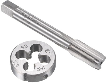 TA-VIGOR M10 x 0,75 mm metrisches Gewindeschneider-Set, Maschinengewindebohrer mit rundem Gewindeschneider, robustes Gewindebohrer- und Schneideisen-Set für Heimwerker, Reparatur, Schneiden von Außen