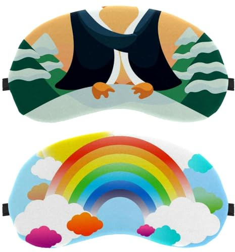 Sonnen-Schlafmaske, Regenbogenfarben, bunt, lichtdurchlässig, für Seitenschläfer, kein Augendruck, Nacht-Augenbinde, verstellbarer Augenschutz, 2 Stück