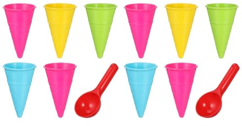 HANABASS Sandspielzeug Set Mit 10 EistüTen Sandspielzeug Und 2 Strand Schaufeln Aus Pp FüR Sandkasten Und Strand FöRdert Motorische FäHigkeiten FüR Kinder Sortierte Farbe