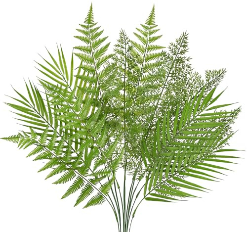 Briful Künstliche Farnstiele 62 cm – Kunstfarn Zweige für Vase, 12er Set – Kunstpflanze Wie Echt Deko Farn für Vase, Wohnzimmer, Büro & DIY