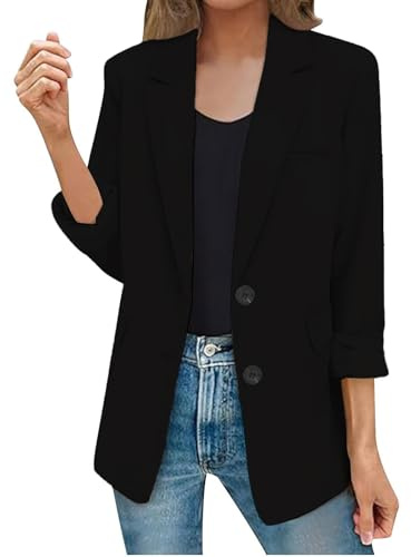 Cocila Veste DéContractéE pour Femmes Poches Manches Longues Bouton Ouvert sur Le Devant De Travail à Manteau Marron (Black XXXL) Veste en Jean Beige Fleurie Militaire Kaki en Jean