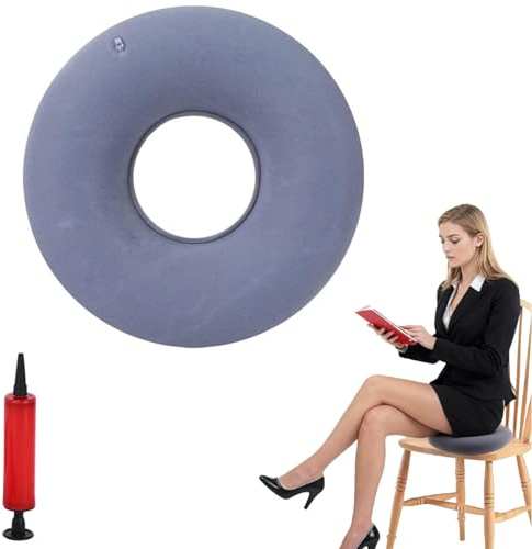 Inflatable Donut Cushion Seat,14.96*14.96in Flocking Round Rubber Rings for Adults Elderly,Doughnut Cushions Wheelchairs Seat Cushions for Hemorrhoid Tailbone Bottoms Pain Relief,with Air Pump