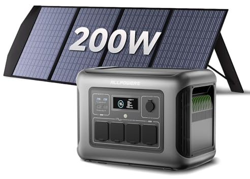 ALLPOWERS R1500 LITE generador solar portatil 1600W(pico 3200W)/1056Wh Batería LiFePo4,MPPT 650W Max,SAI<15ms,para Hogar Emergencias Exteriores