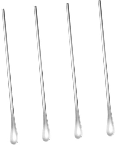TOYZFRIENDY 4 pièces Lot de Cuillères Inox à Long Manche pour Café et Miel Cuillères à Mélanger Robustes Agitateurs Réutilisables pour Boissons Froides et Chaudes Faciles à Nettoyer