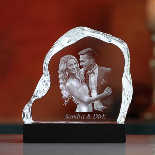 contento | 3D Kristall | Glasblock-Rock | Dein Foto in 3D Kristall gelasert | Fotokristall | Geschenkidee zu Weihnachten, Geburtstag, besonderes Glasbild