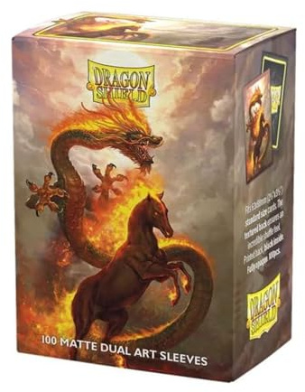 Dragon Shield | Matte Dual Art Sleeves | Fire Horse | 100 CT - Smooth & Tough Premium TCG Sleeves | Compatible with Pokemon, Flesh & Blood, One Piece & Magic The Gathering