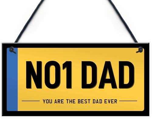 Red Ocean NO1 Dad Licence Plate Hanging Sign Number Plate Plaque Gifts For Dad From Daughter Son Novelty Gift For Birthday Christmas Fathers Day For Him