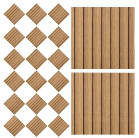 Panneau Mural à Grain de Bois Auto-adhésif Khaki 30pcs