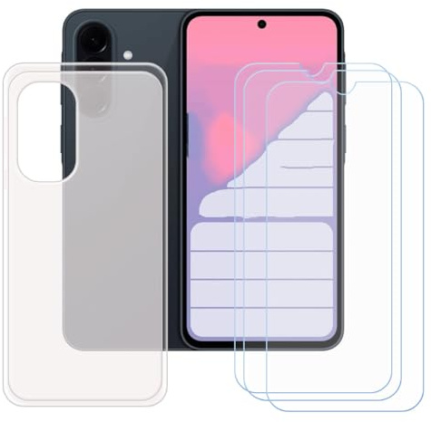 CongJiaLingXi Funda para Samsung Galaxy A37 (6.7) + Screen Protector, Translúcido Suave Silicona Caso + [3 Piezas] Cristal Templado Film Vidrio.