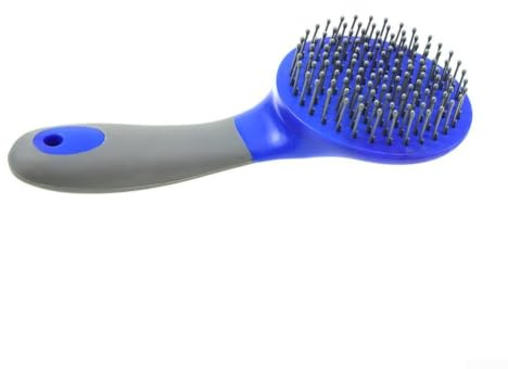 Peigne à crinière de cheval avec poignée en caoutchouc antidérapant pour le toilettage de la queue d'équine et la perte de cheveux, brosse démêlante pour l'épilation des poils morts, accessoire